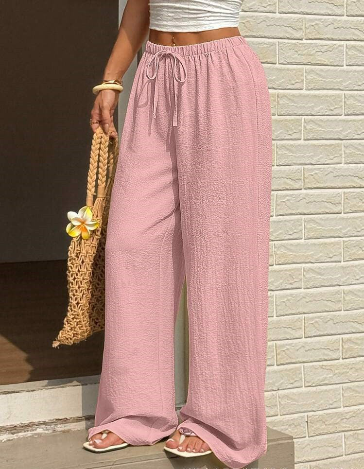 Damen weite Palazzo-Hose aus leichtem und atmungsaktivem Material mit elastischem Bund Stalluxe