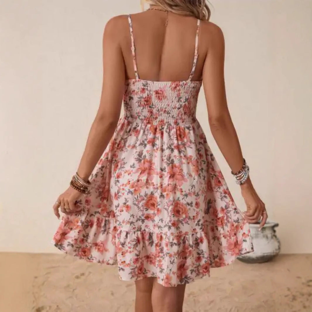 Damen luftiges Sommerkleid mit Rüschen und floralem Design Stalluxe