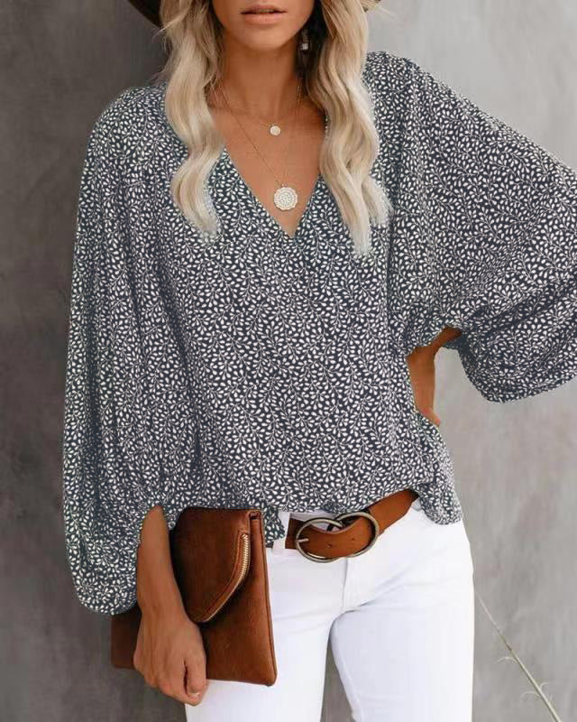 Damen Bluse mit voluminösen Ärmeln und V-Ausschnitt Stalluxe