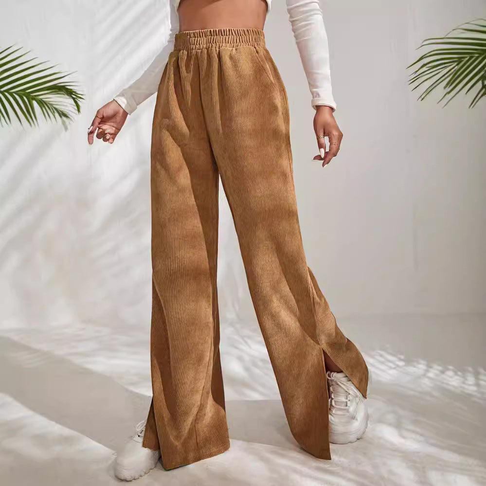 Women's Ribbed Wide-Leg Trousers Stalluxe