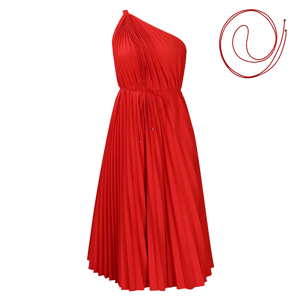 Damen trägerloses Plisseekleid mit raffiniertem Kordelzug Stalluxe
