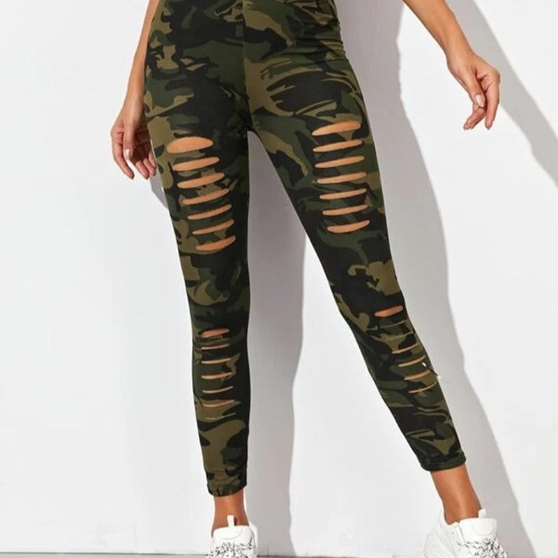 Damen Sportliche Leggings mit modischen Riss-Details Stalluxe