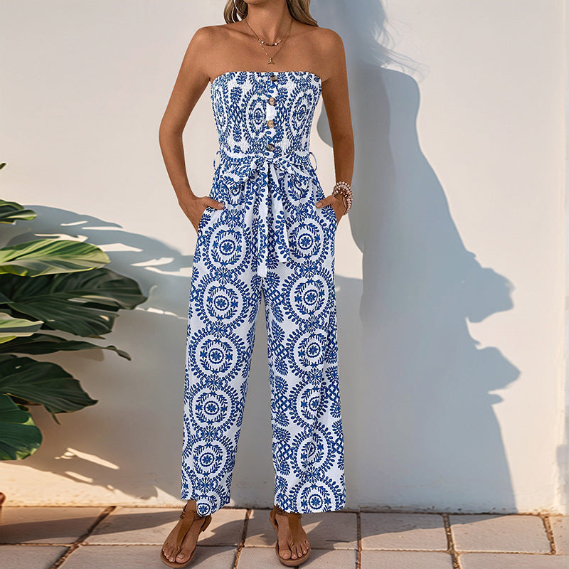 Damen Jumpsuit mit trendigem bandeau Design und praktischen Taschen Stalluxe