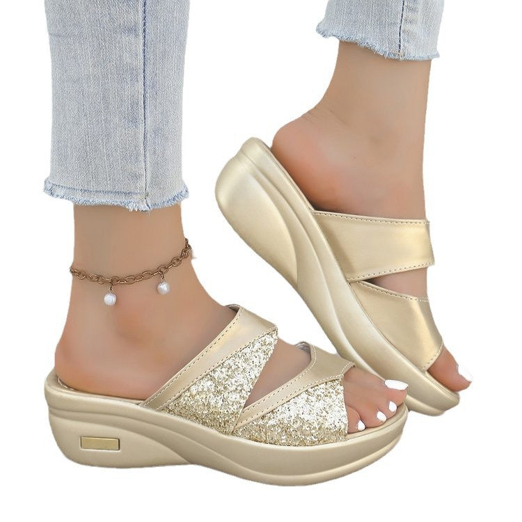 Damen Komfortable Sandalen mit glitzerndem Riemendesign Stalluxe