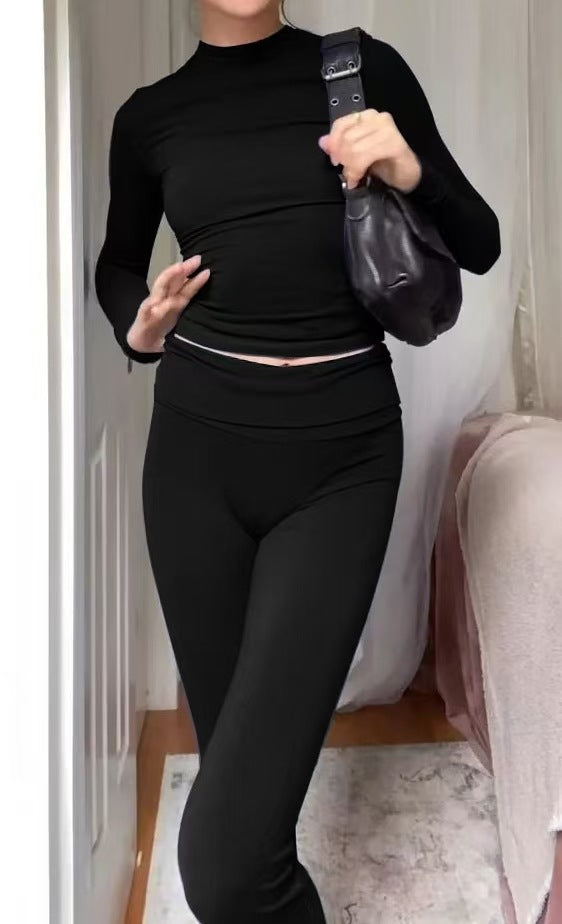 Damen figurbetontes Strick-Loungewear-Set mit ausgestellten Beinen Stalluxe