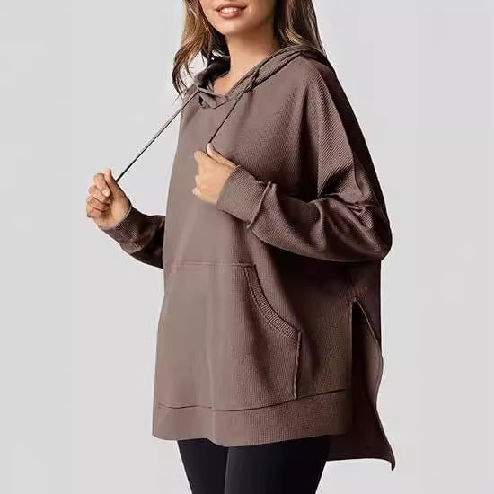 Damen lässiger Hoodie mit seitlichen Schlitzen und praktischen Taschen Stalluxe