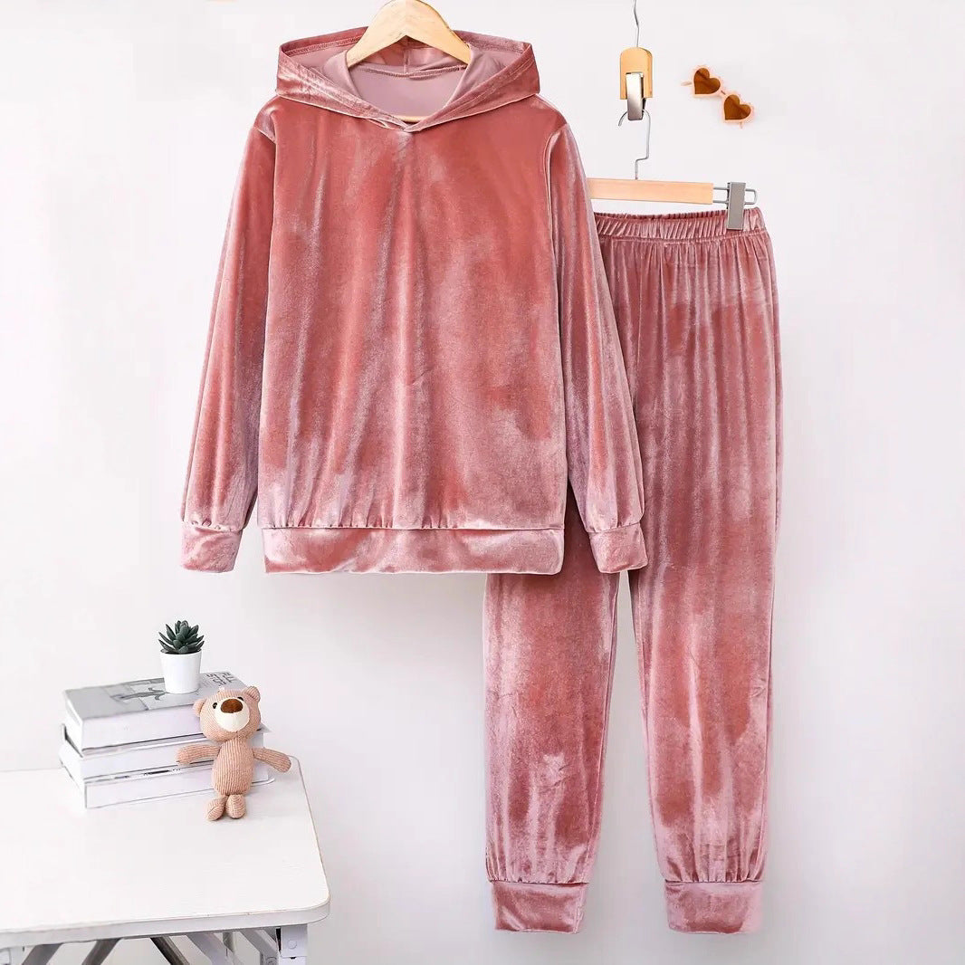 Damen Fleece-Loungewear Set mit Hoodie und elastischen Säumen Stalluxe