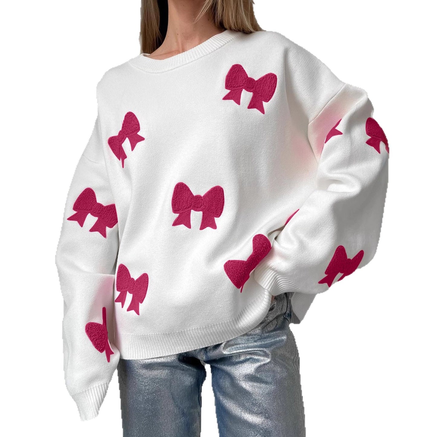 Damen modischer Pullover mit auffälligen Schleifendetails Stalluxe