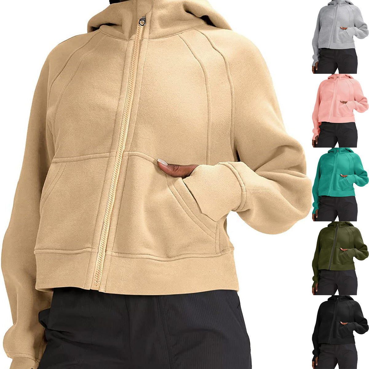 Damen lässige Kapuzenjacke mit nach unten gerafftem Schnitt und praktischen Taschen Stalluxe