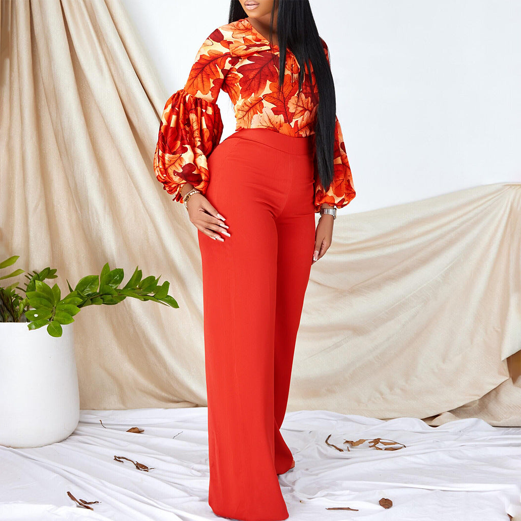 Damen Modischer Jumpsuit mit weit geschnittenen Beinen und auffälligem Blütenmuster Stalluxe