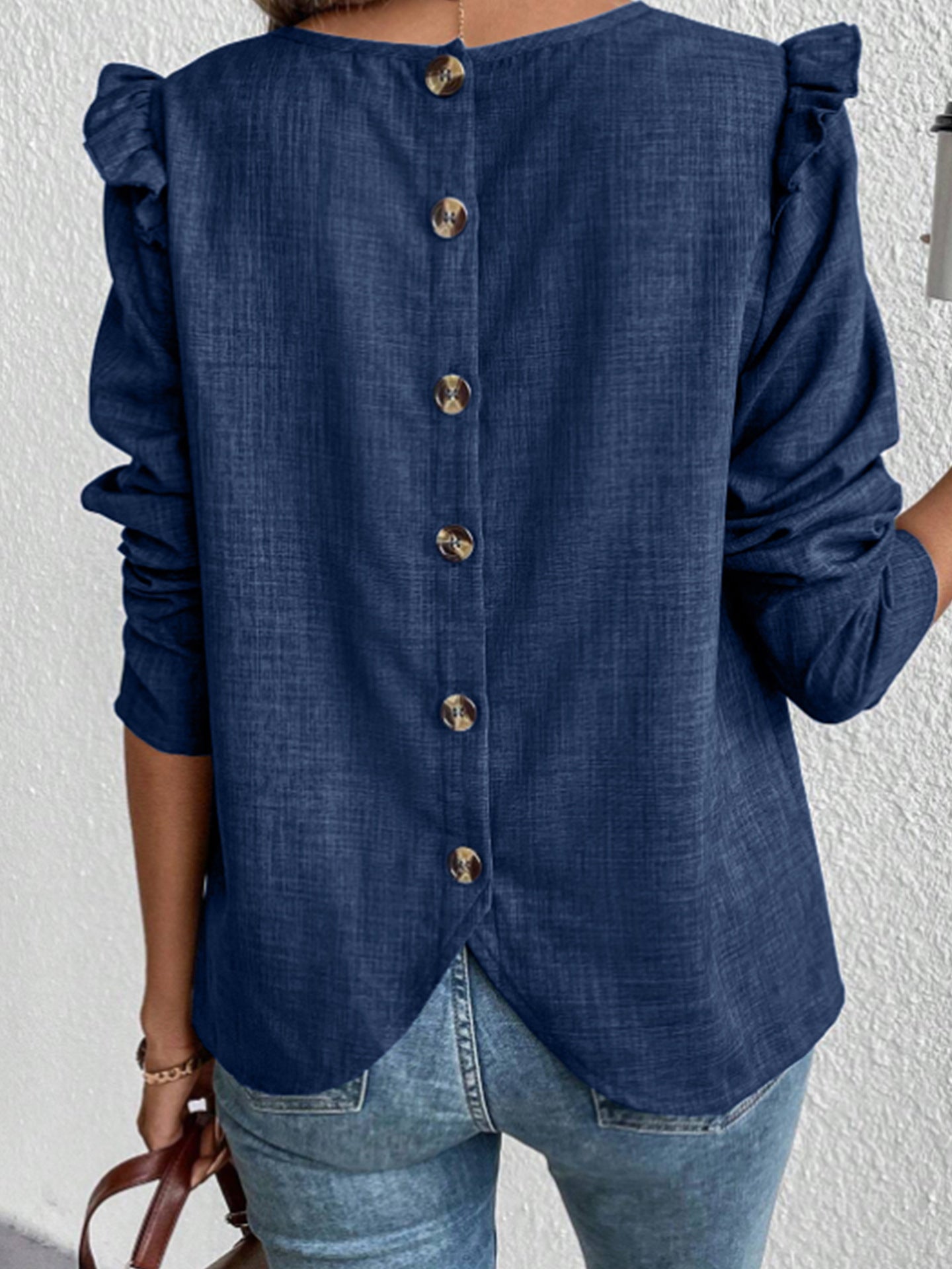 Damen Elegante Bluse mit Rüschendetails und Rundhalsausschnitt Stalluxe
