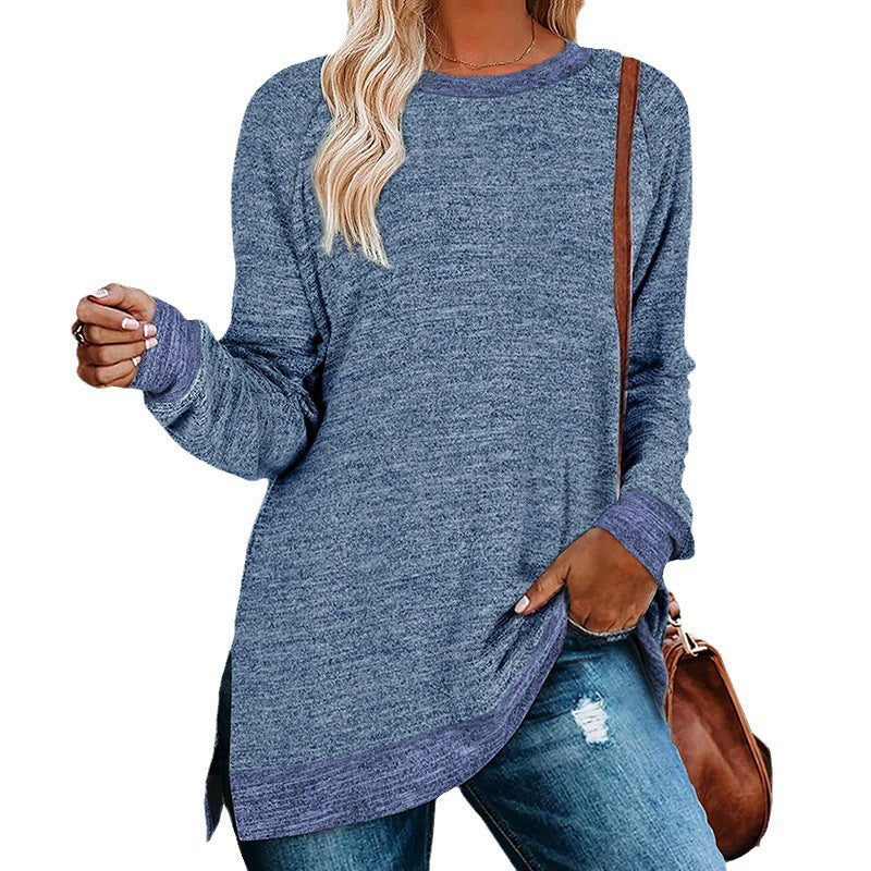 Damen lässiges Oversized Langarmshirt mit abgesetztem Saum Stalluxe