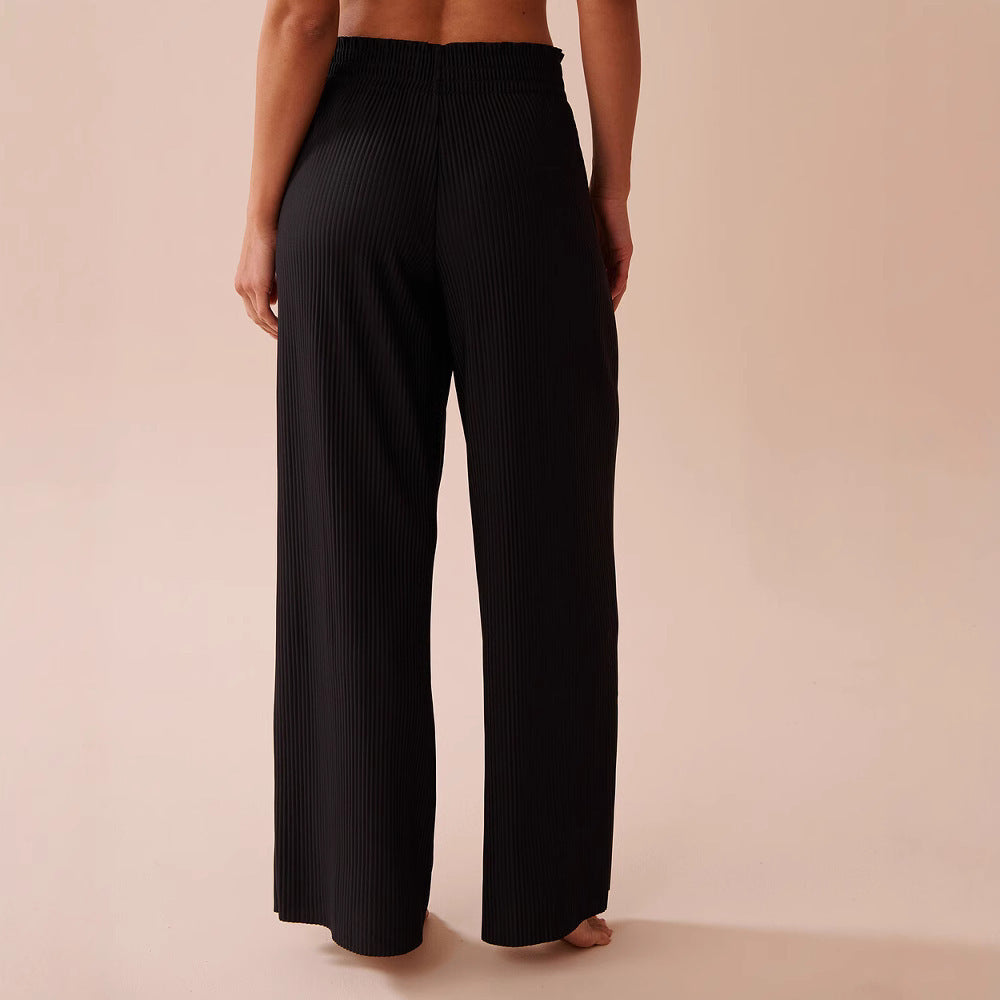 Damen Weitbeinige Falten Lounge-Hose Stalluxe