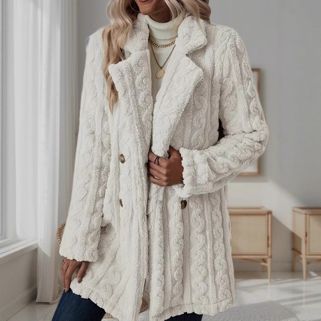 Damen Kuschelige Strickjacke mit hochfloriger Optik und knöpfbarem Verschluss Stalluxe