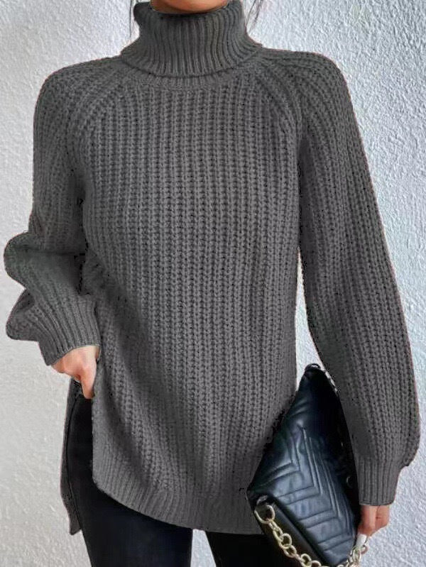 Damen Grobstrickpullover mit hohem Kragen und strukturiertem Muster Stalluxe