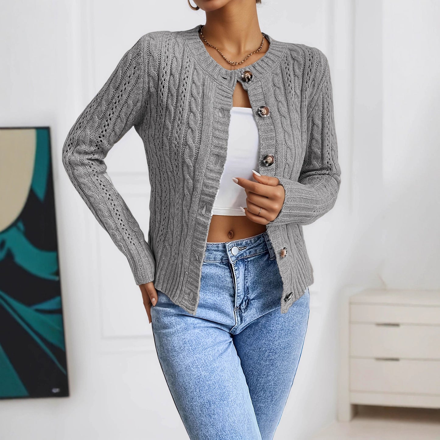 Damen elegante Strickjacke Stalluxe