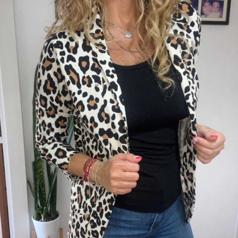 Damen modischer Blazer im Animal-Print Stalluxe