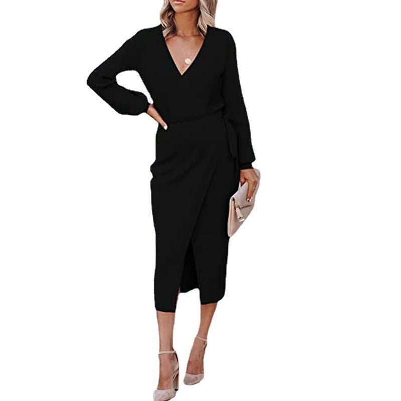 Women's Elegant Wrap Midi Dress Stalluxe