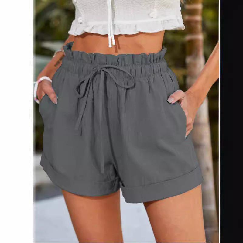 Damen lässige Sommer-Shorts mit elastischem Bund und Taschen Stalluxe