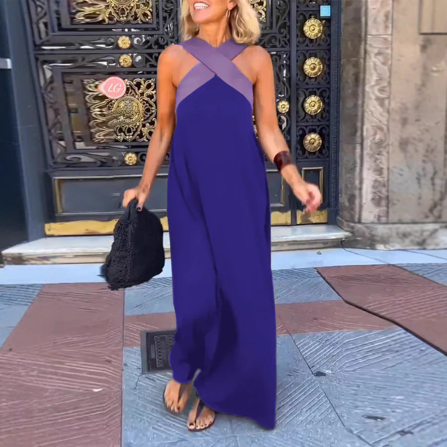 Damen Langes Maxikleid mit Cross-Over-Trägern und elegantem Schnitt Stalluxe
