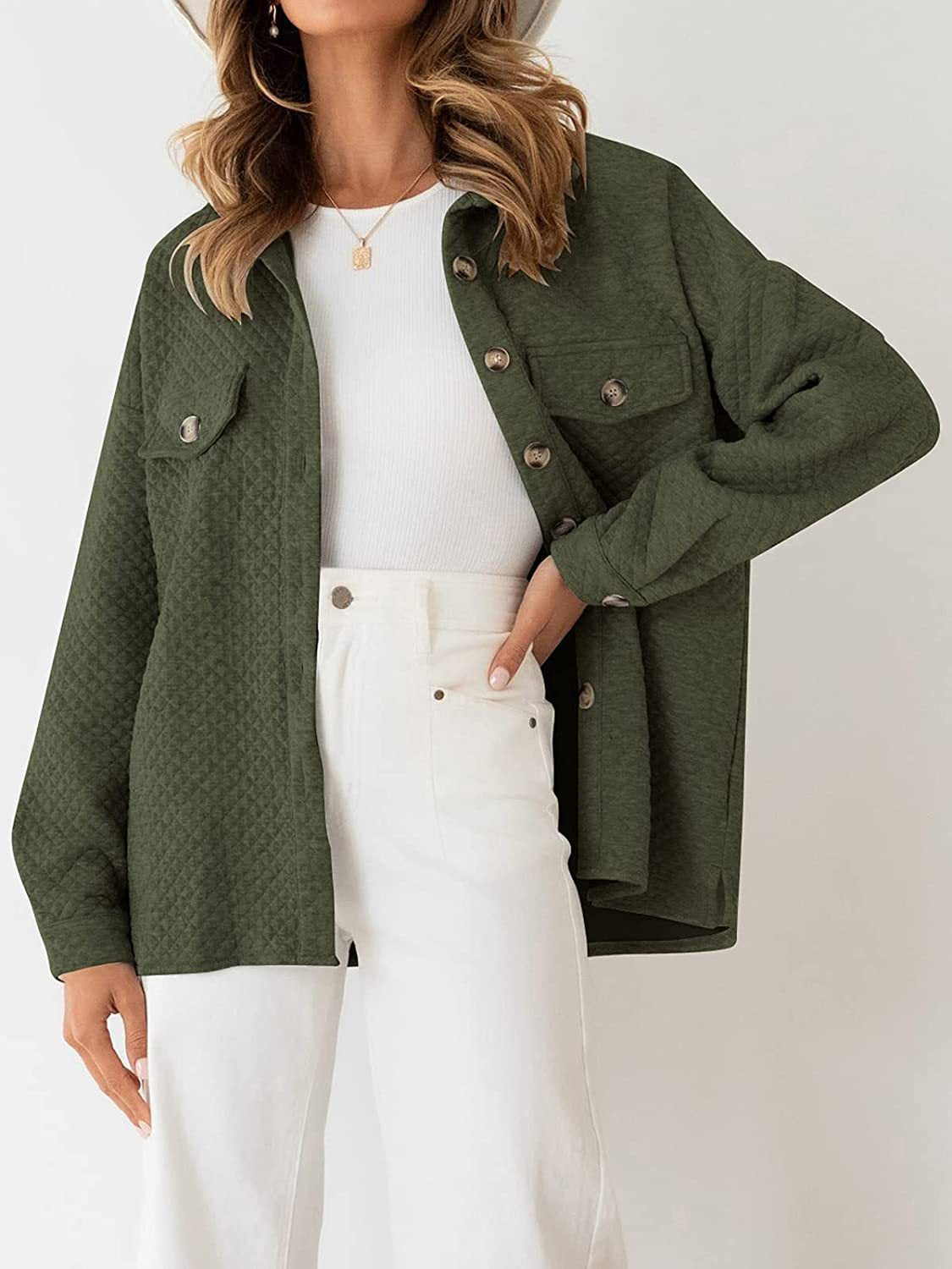 Damen Übergröße Steppjacke mit Taschen und klassischem Kragen Stalluxe