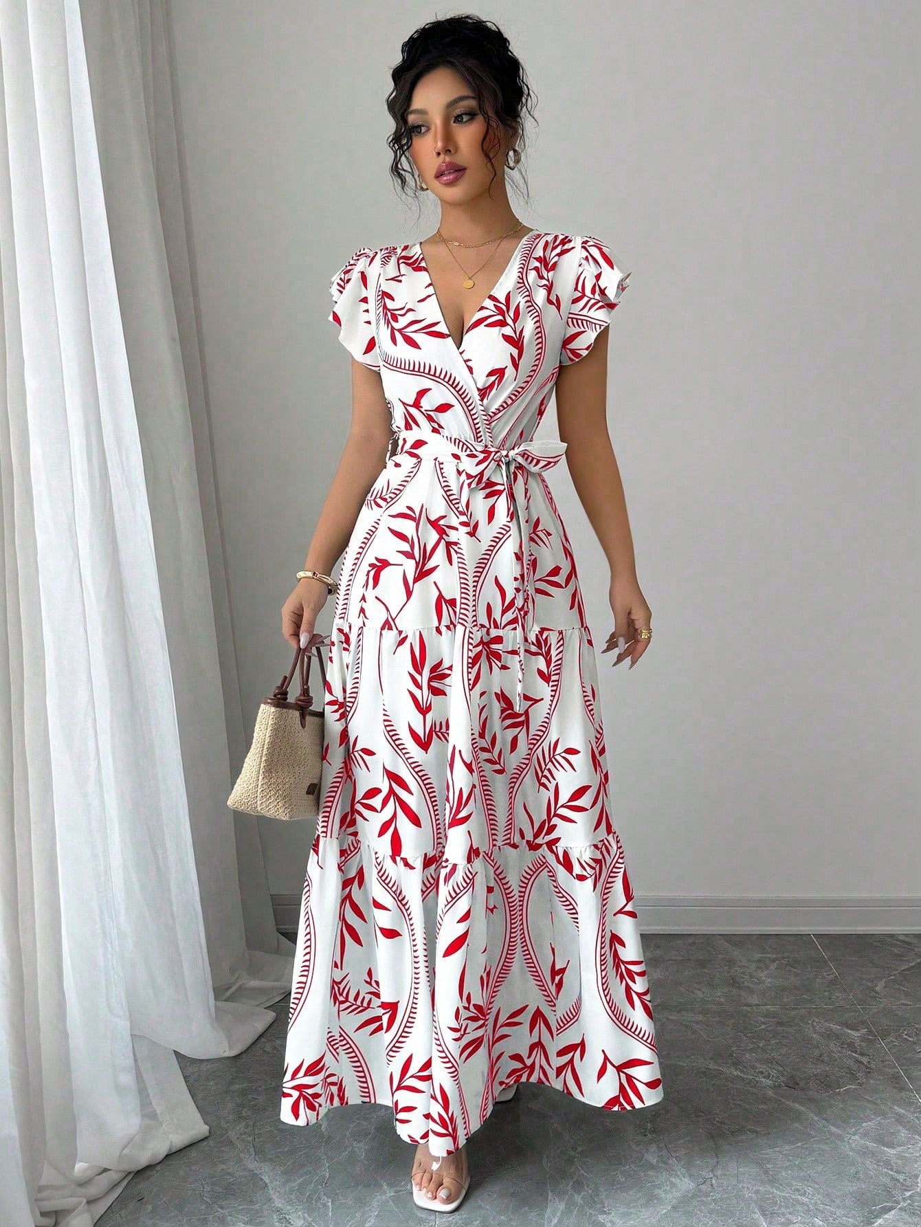 Damen Maxikleid mit floralem Muster Stalluxe