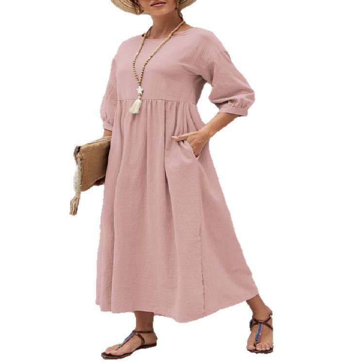 Damen Maxikleid mit eleganter Taillierung und voluminösen Ärmeln Stalluxe