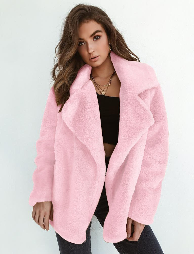 Damen Fleece-Mantel mit weitem Kragen und modischem Schnitt Stalluxe