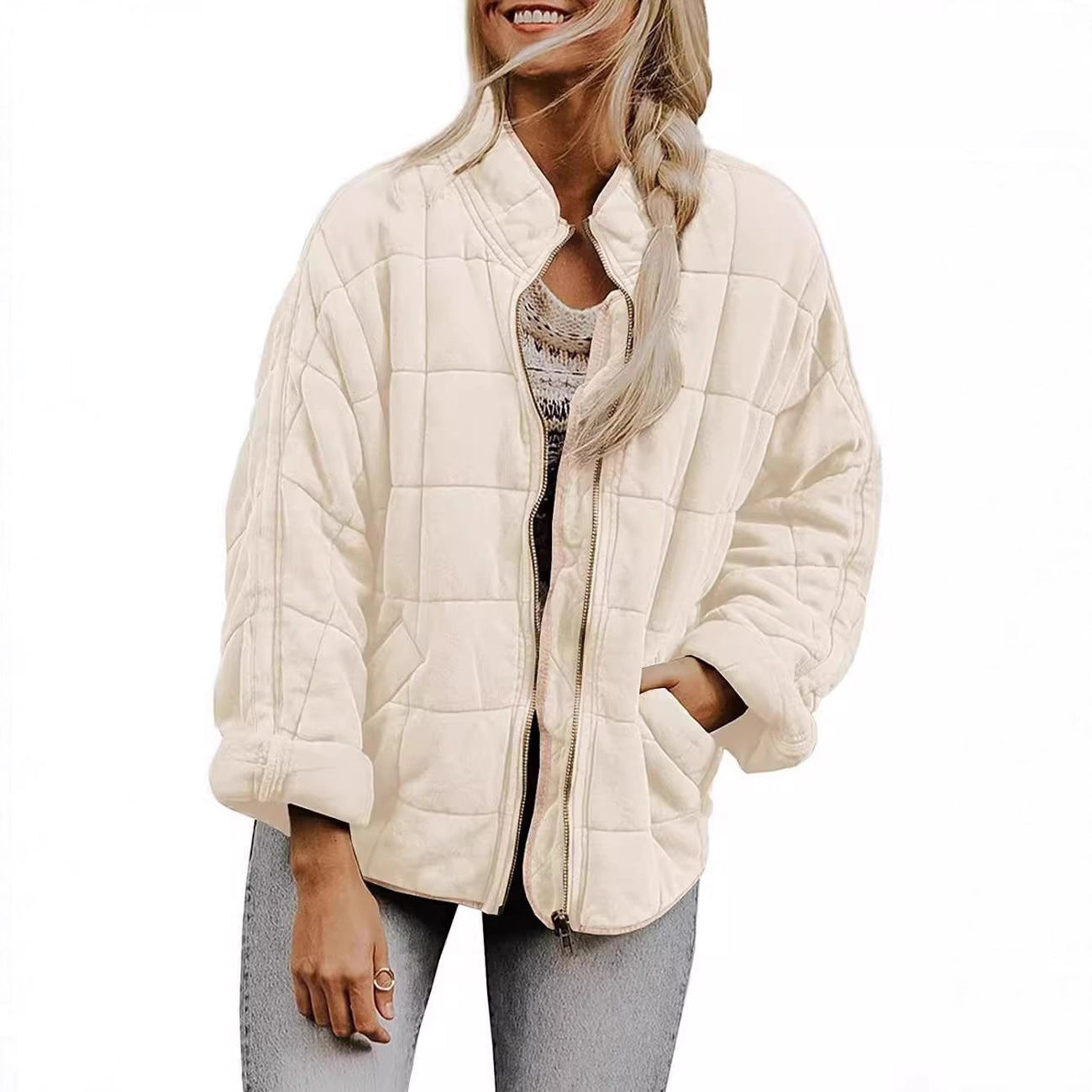 Damen Steppjacke mit hochschließendem Kragen und praktischen Tasche Stalluxe