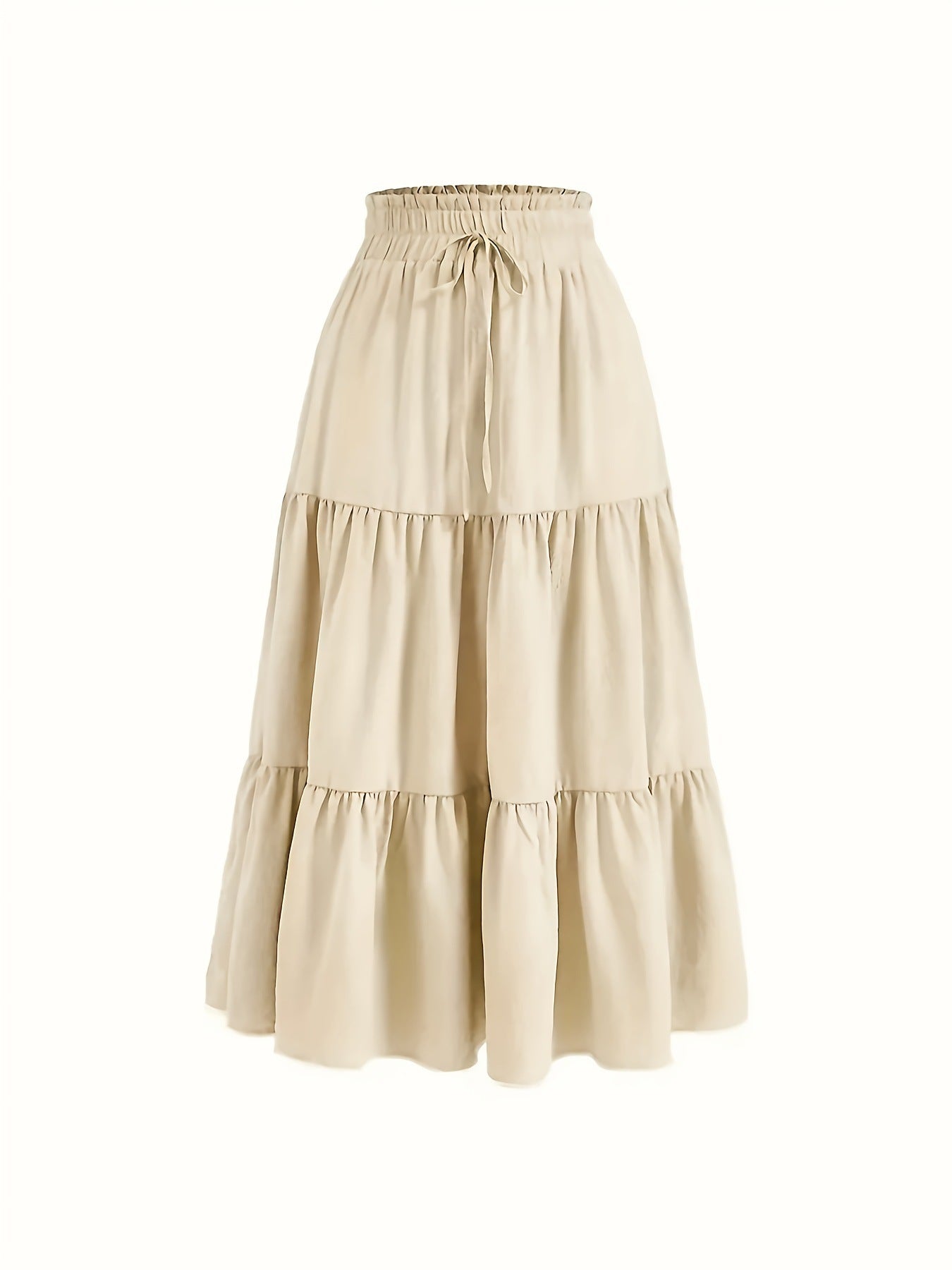 Damen Maxi-Rock mit elastischem Bund und Stufen-Design Stalluxe