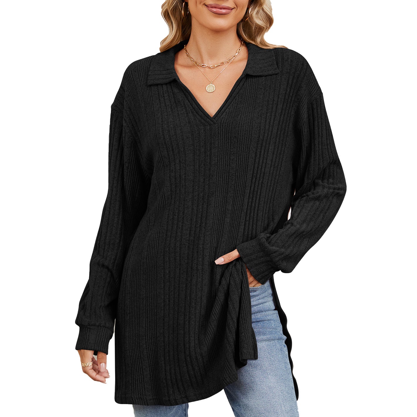 Damen Langarmshirt mit eleganter Struktur und modernem Look Stalluxe