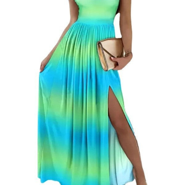 Damen Maxikleid mit charmantem Ausschnitt und asymmetrischem Schlitz Stalluxe