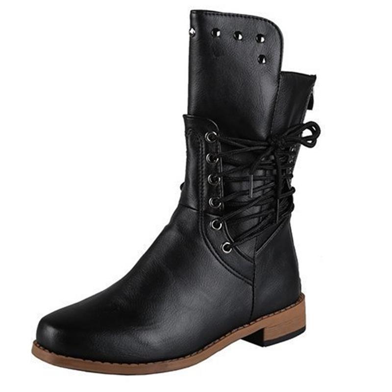 Damen modische Schnürstiefel mit eleganter Verzierungen Stalluxe