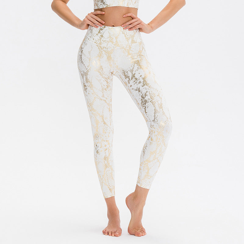 Damen Hoch geschnittene Yogaleggings mit aufregendem Schlangenmuster Stalluxe