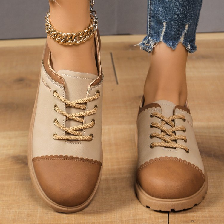 Damen modische Sneaker mit farblich abgesetzter Zehenkappe und eleganter Schnürung Stalluxe