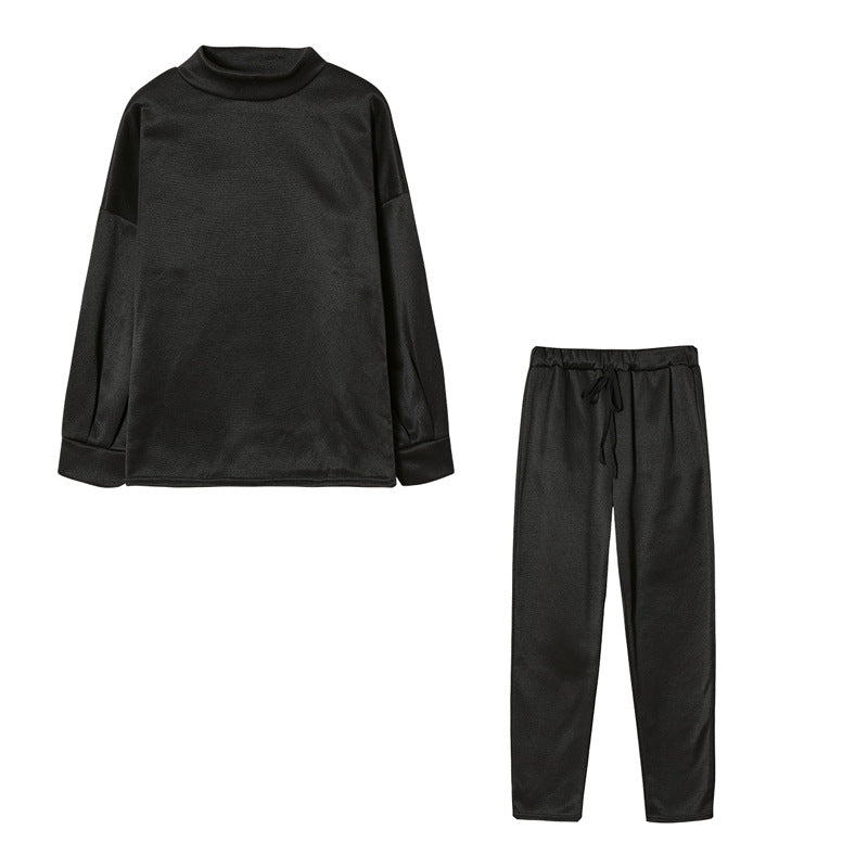 Damen Sportlicher Loungewear-Set mit hohem Kragen und elastischem Bund Stalluxe