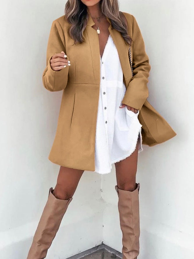 Damen minimalistischer Wool-Style Mantel mit elegantem Schnitt Stalluxe