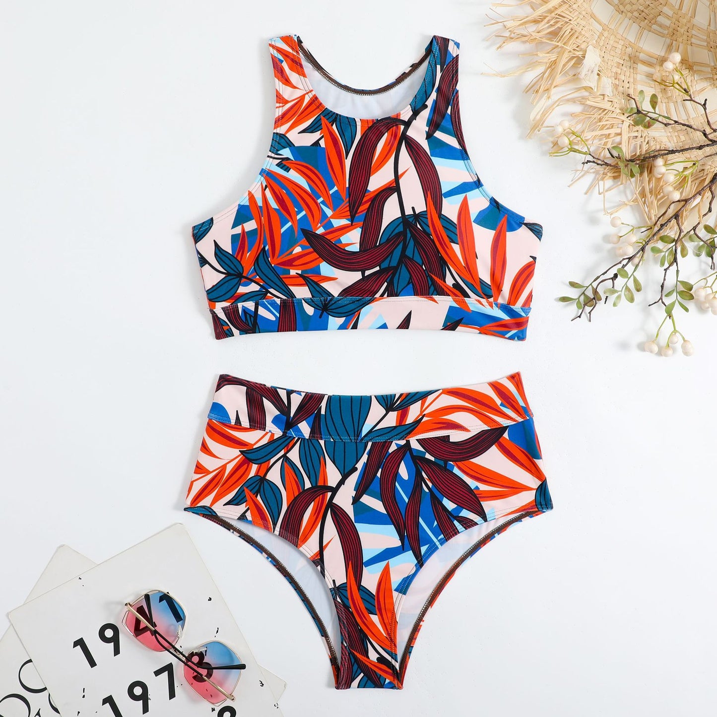 Damen Sport-Bikini-Set mit hochgeschnittenem Hosen und komfortablem Oberteil Stalluxe