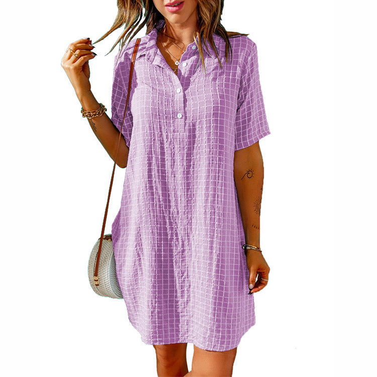Damen legeres Hemdkleid mit Karomuster und praktischen Taschen Stalluxe