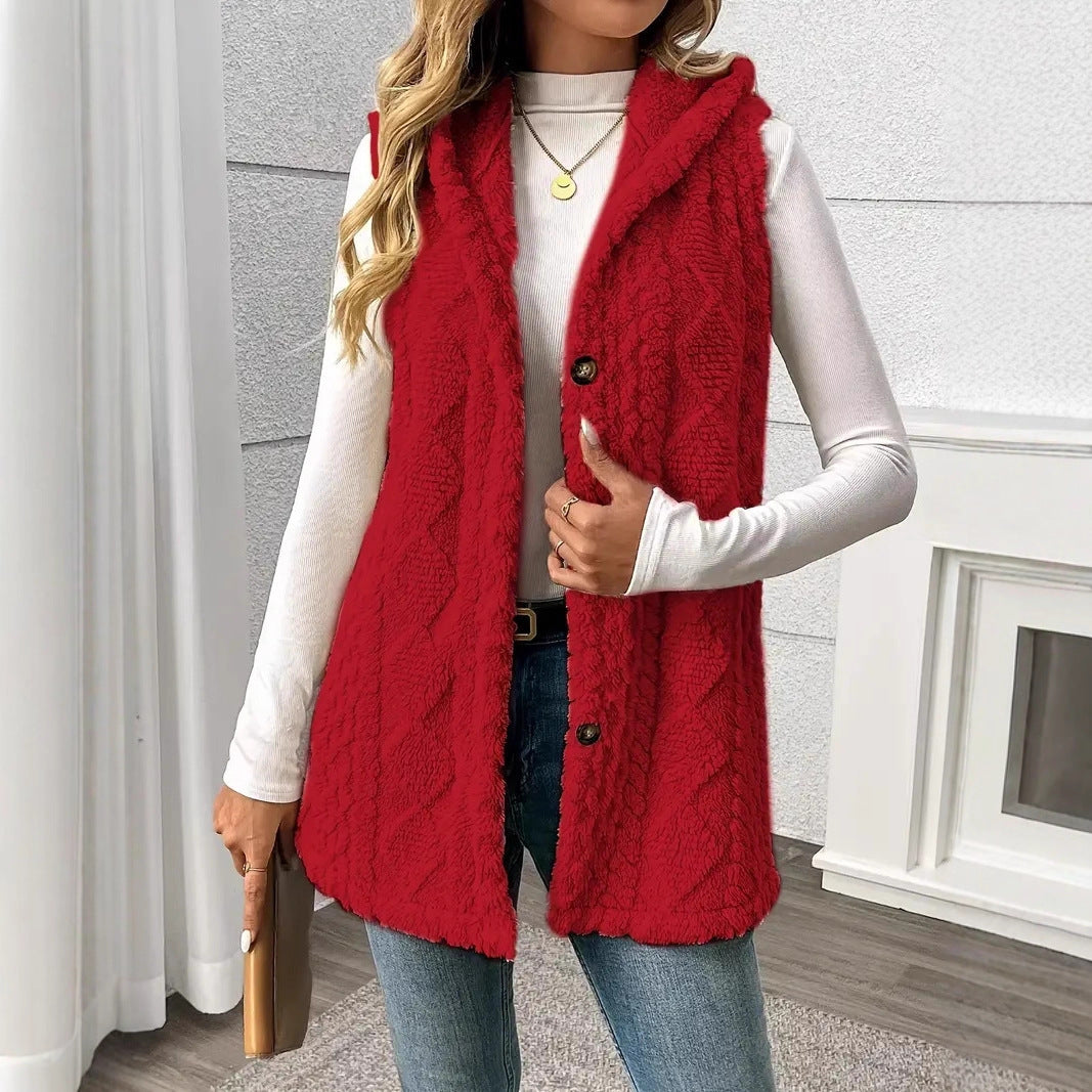 Damen Stylish gesteppte Weste mit Kapuze und Knopfverschluss Stalluxe