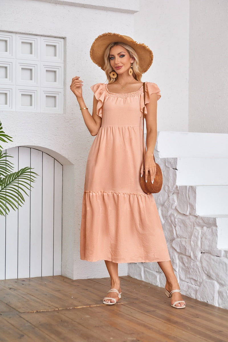 Damen Maxikleid mit Rüschendetails Stalluxe