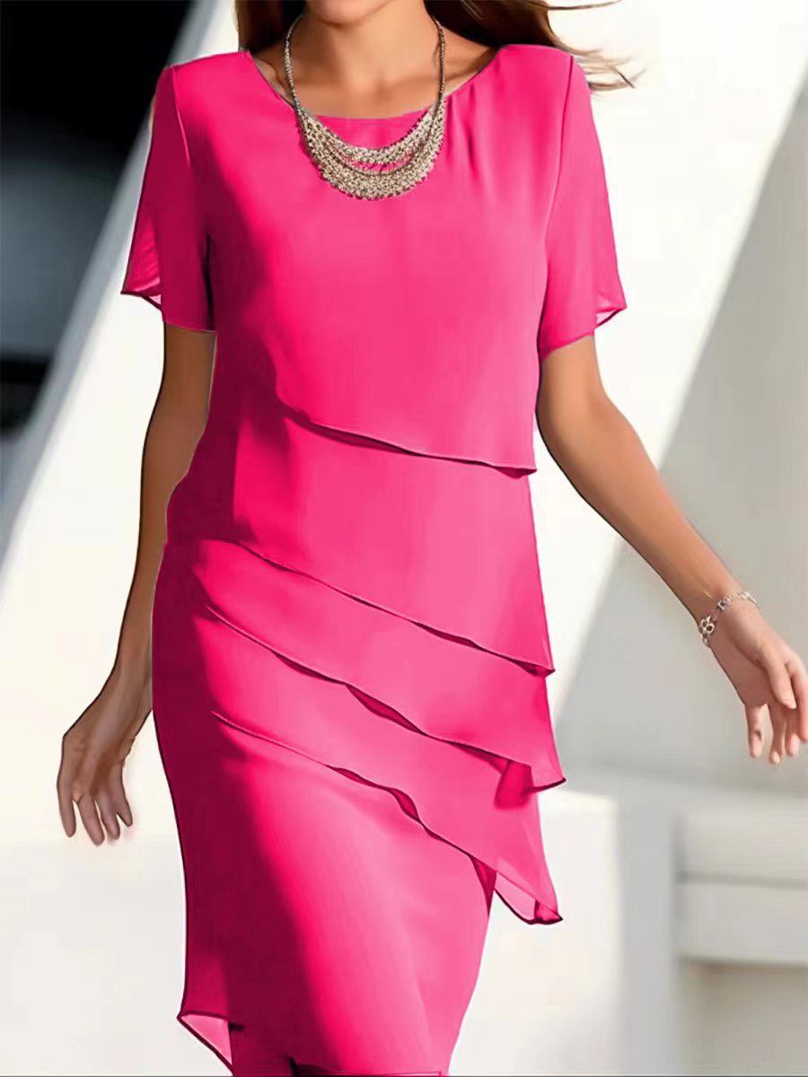Damen Elegantes und fließendes Kleid mit Layering-Effekt Stalluxe