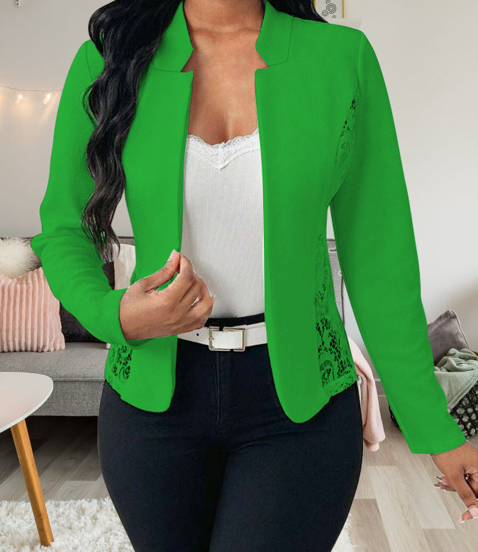 Damen Elegante Blazerjacke mit feinen Häkelverzierungen Stalluxe