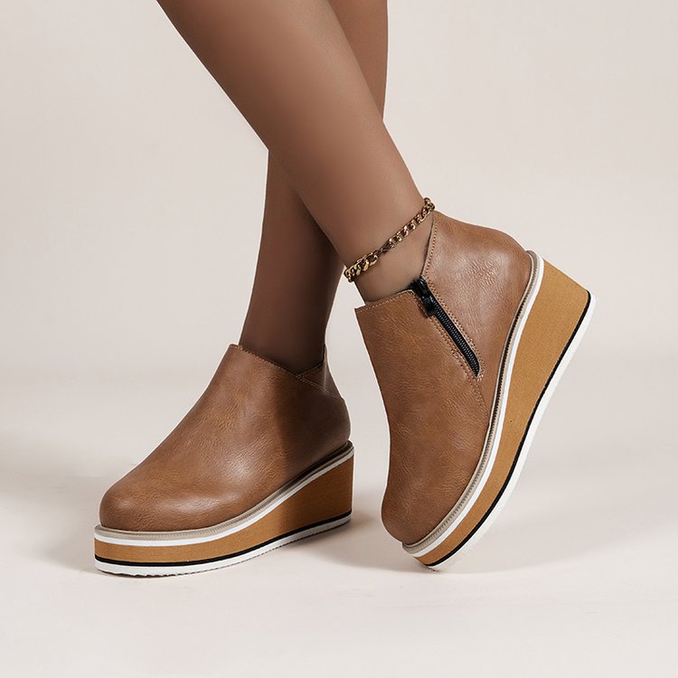 Damen Modische Wedge-Stiefeletten mit praktischem Reißverschluss Stalluxe
