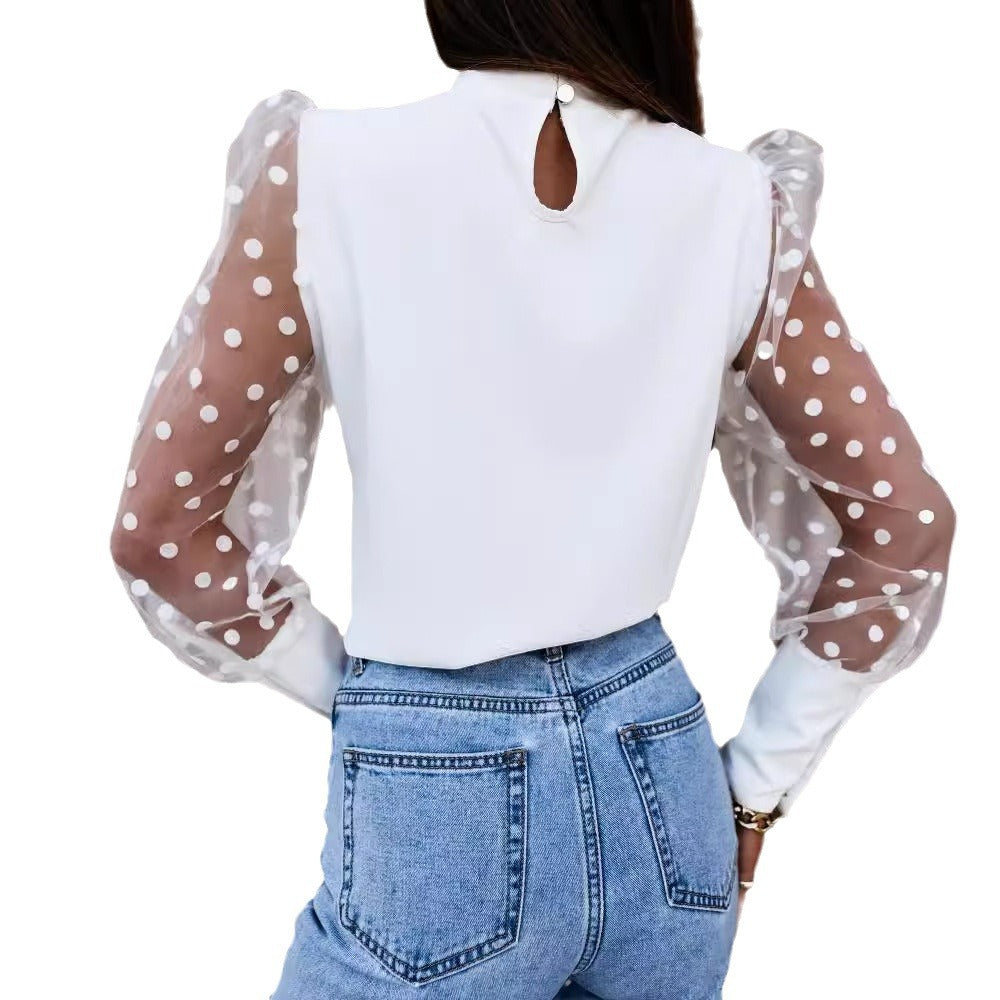 Damen Oberteil mit transparenten Puffärmeln Stalluxe