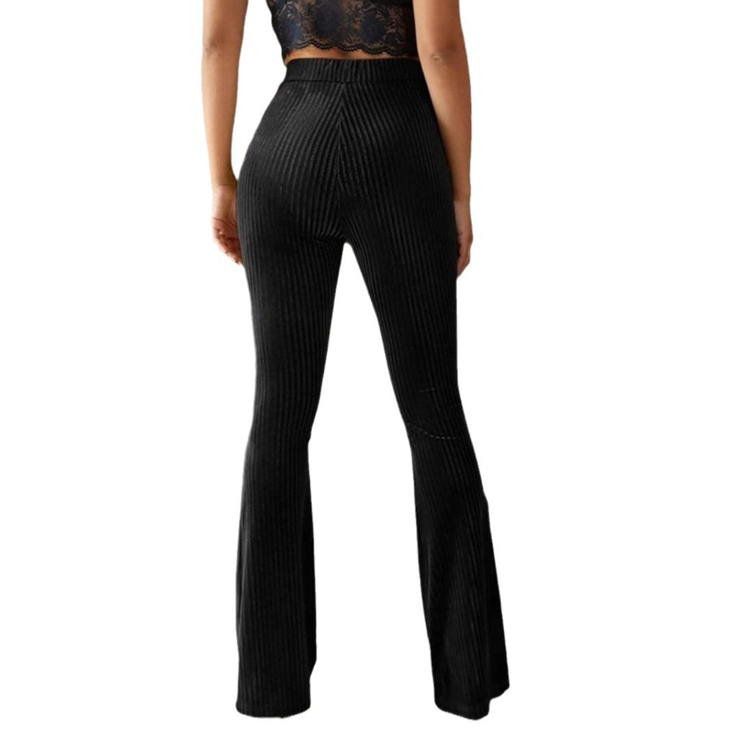 Damen Flared Hose mit Streifenmuster und elastischem Bund Stalluxe