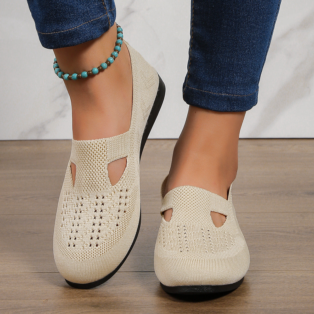 Damen atmungsaktive Slip-On Schuhe mit elastischem Obermaterial und rutschfester Sohle Stalluxe