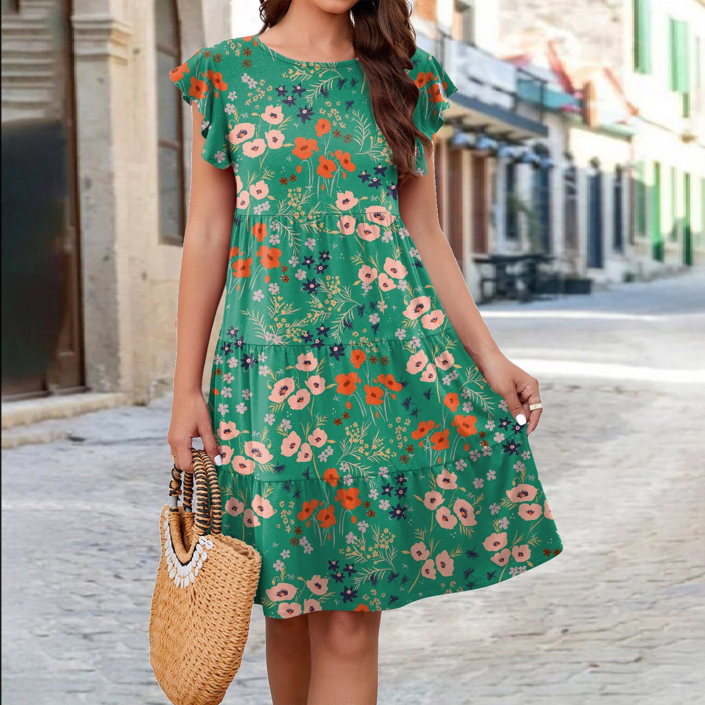 Damen Floral Maxikleid mit Rüschendetails und bequemem Schnitt Stalluxe