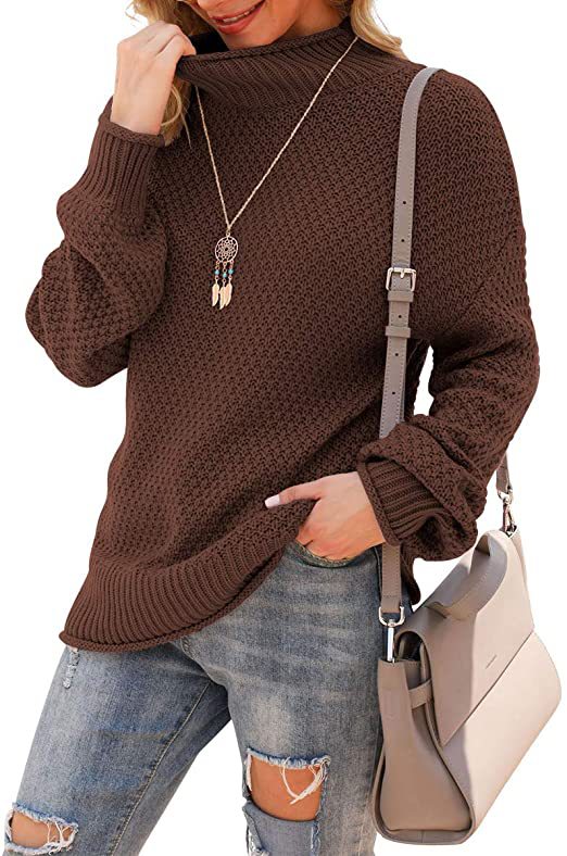 Damen Pullover mit hohem Kragen und strukturiertem Strickmuster Stalluxe