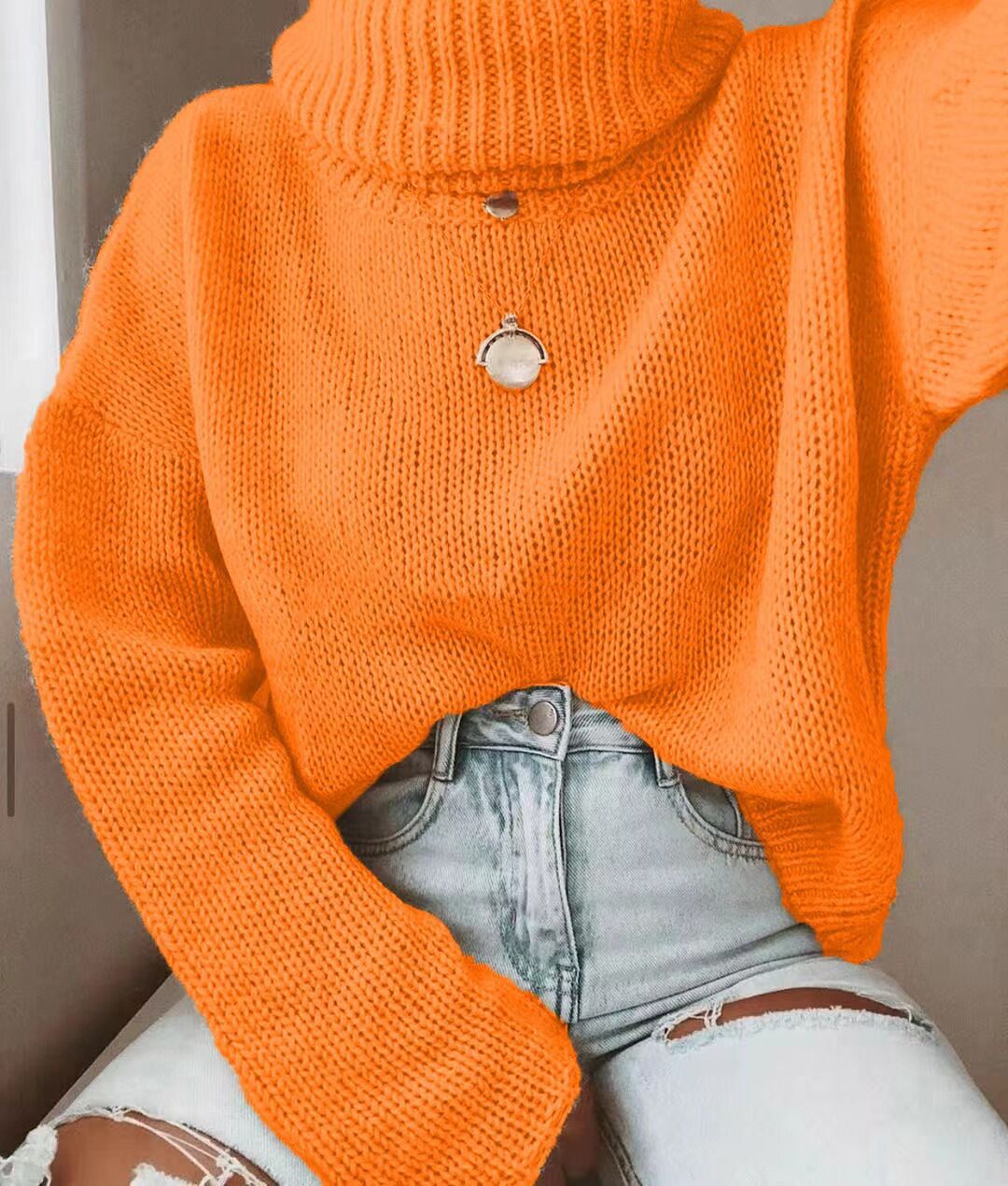 Damen Strickpullover mit hohem Kragen und lässigem Schnitt Stalluxe
